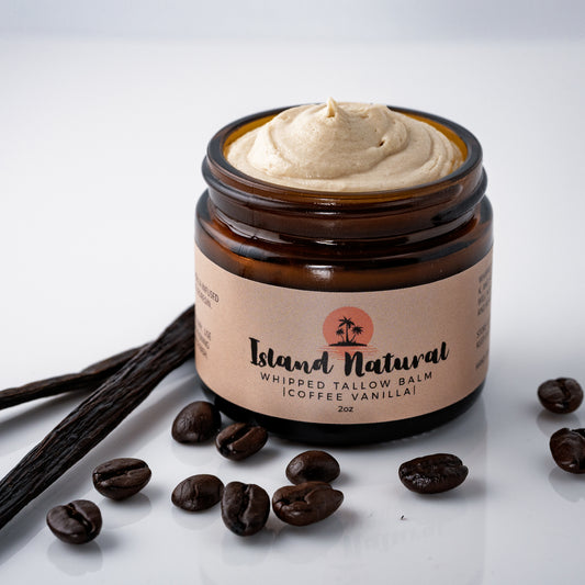 Maui tallow balm coffee vanilla whipped moisturizer jar